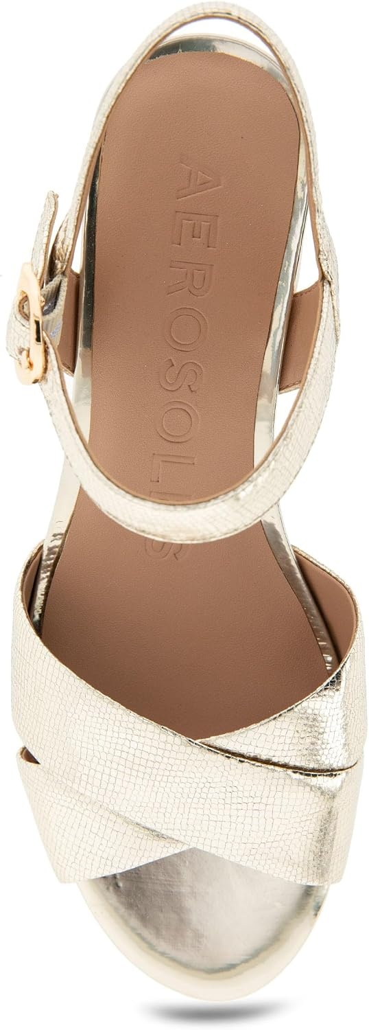 Aerosoles Women’s Cosmos Heeled Sandals(Soft Gold Leather)