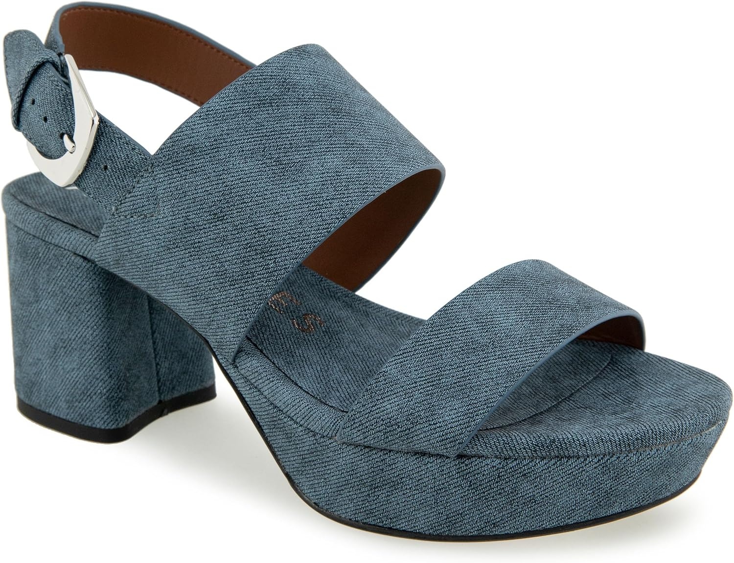 Aerosoles Women’s Camilia Platform Sandal(Blue Jean Denim Textured Faux Leather)