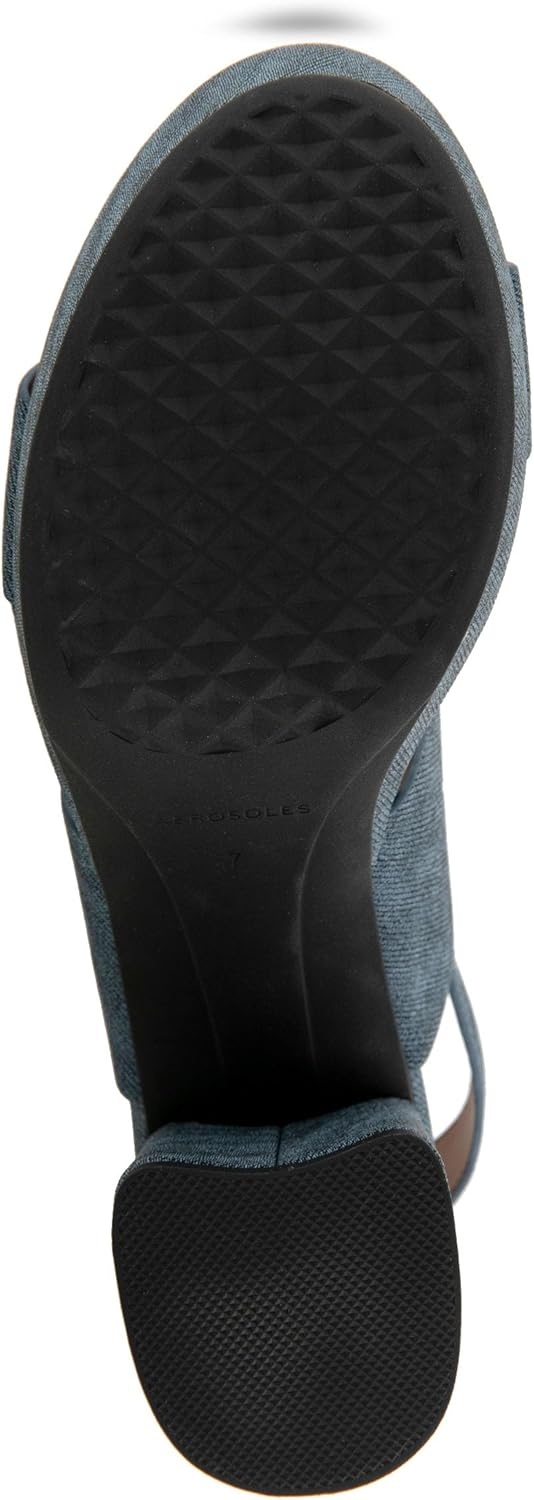 Aerosoles Women’s Camilia Platform Sandal(Blue Jean Denim Textured Faux Leather)