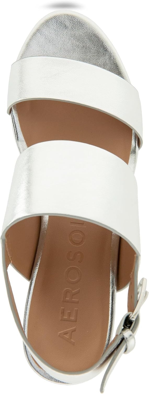 Aerosoles Women’s Camilia Platform Sandal(Silver Metal Faux Leather)