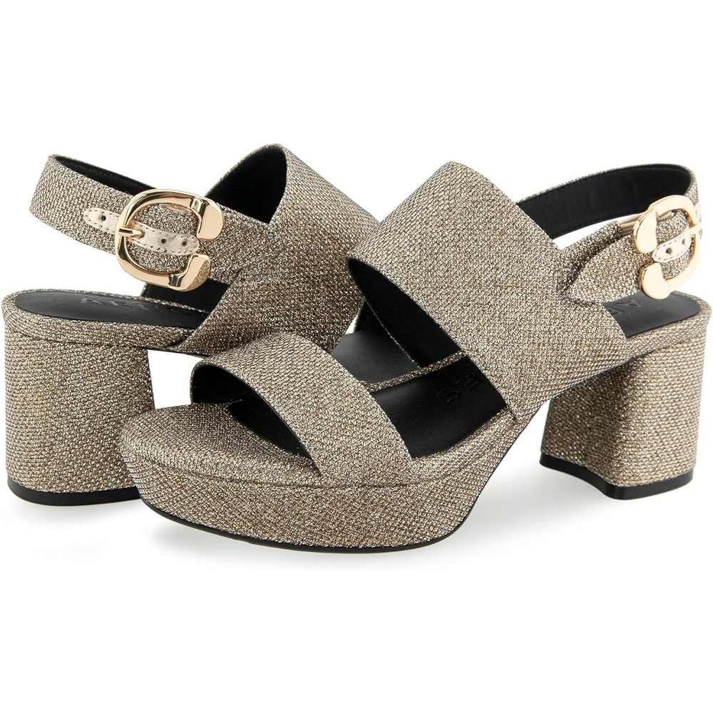 Aerosoles Women’s Camera Platform Sandal(Soft Gold Fabric)