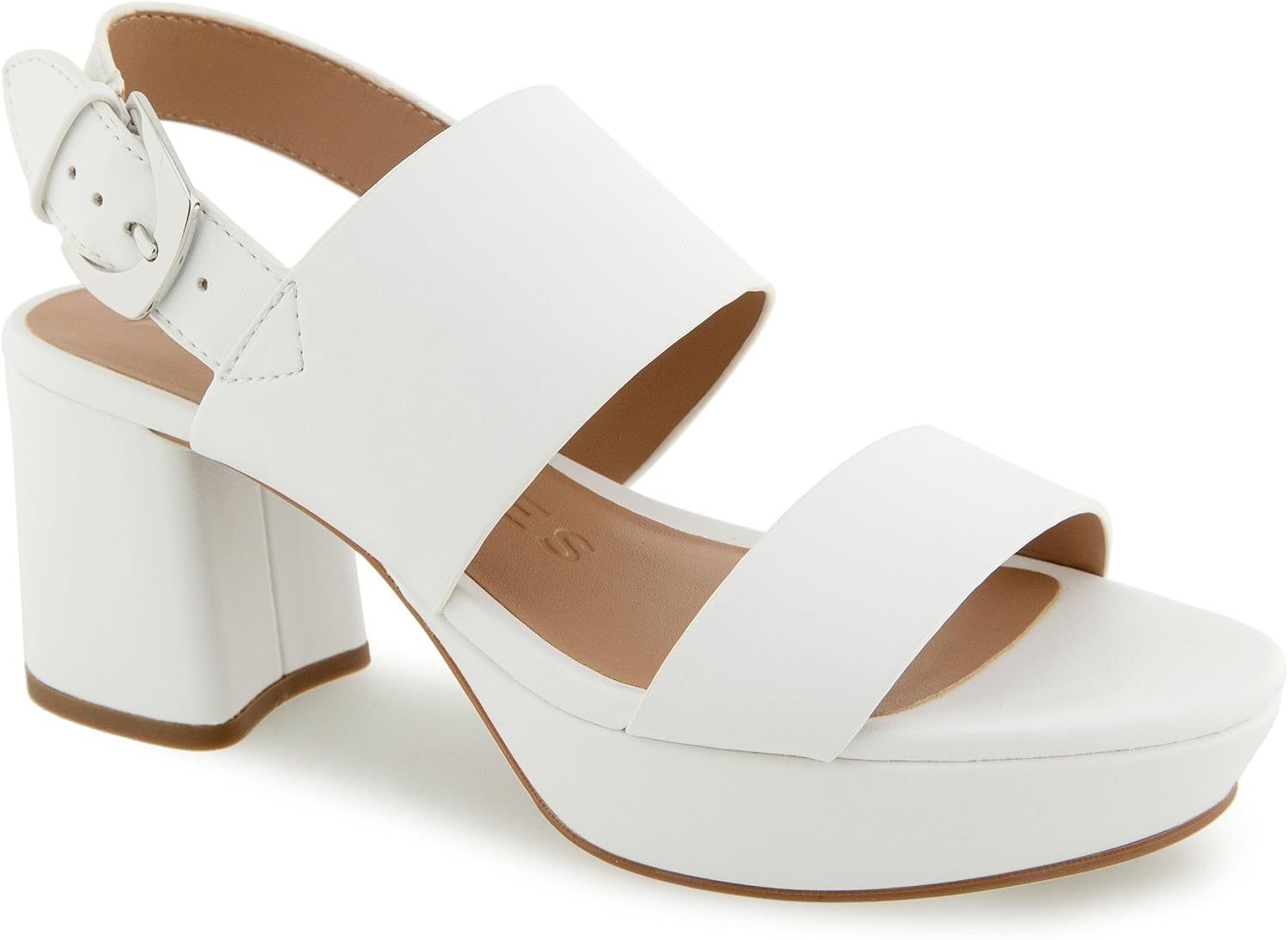Aerosoles Women’s Camilia Platform Sandal(Bright White Faux Leather)