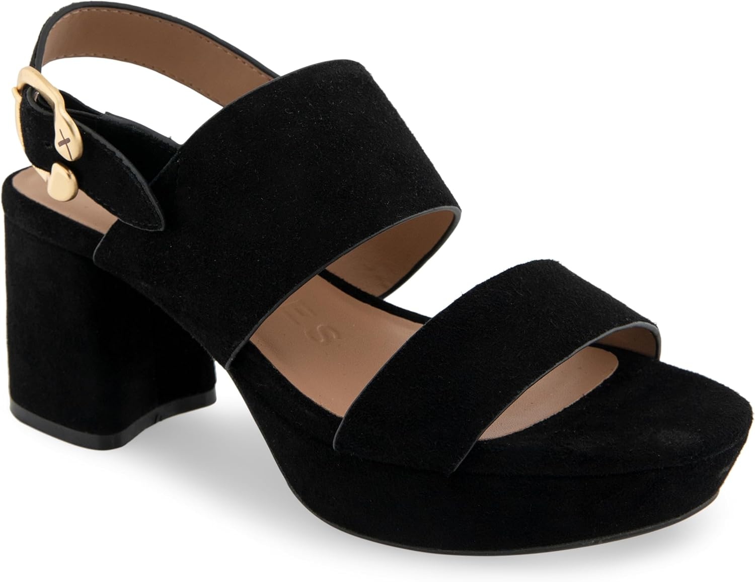 Aerosoles Women’s Camera Platform Sandal(Black Suede)