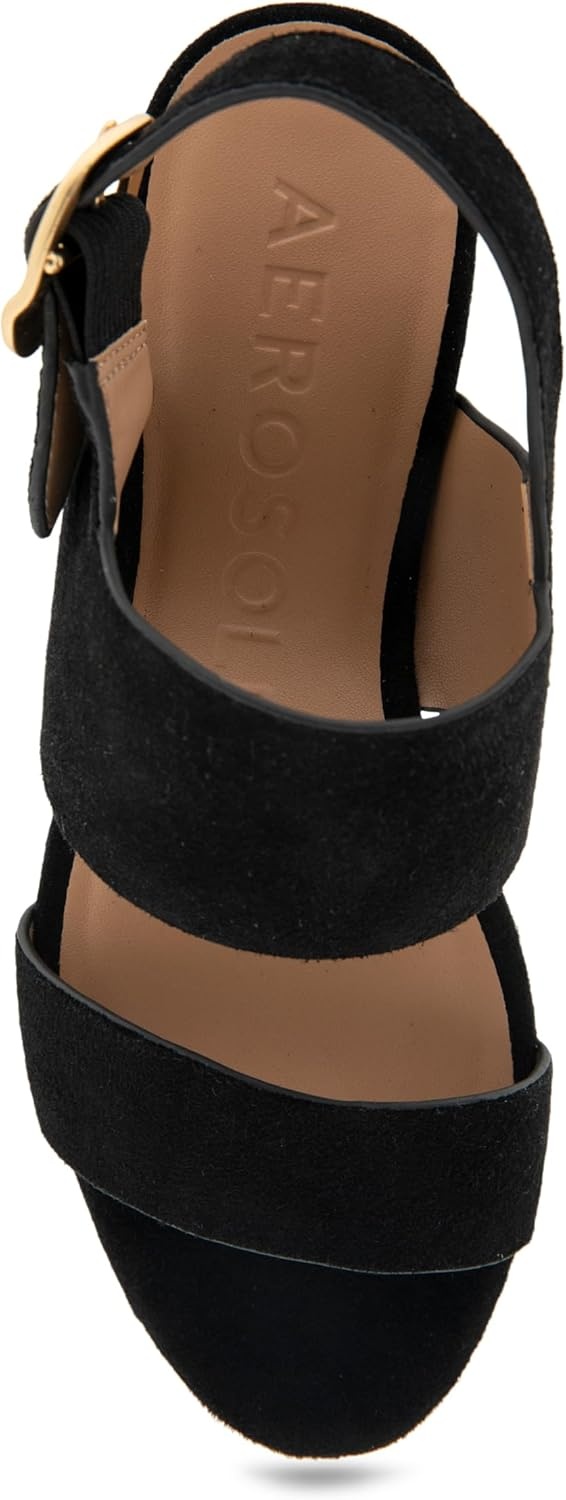 Aerosoles Women’s Camera Platform Sandal(Black Suede)