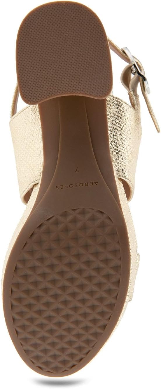 Aerosoles Women’s Camera Platform Sandal(Soft Gold Canvas)