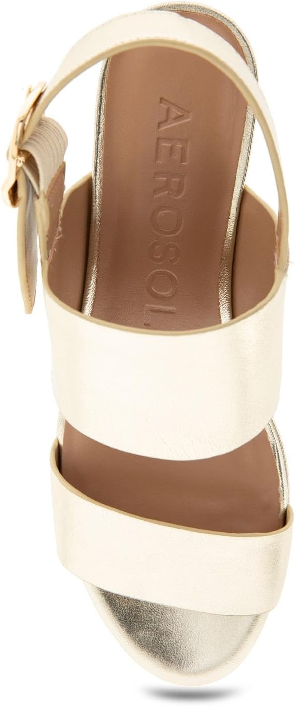 Aerosoles Women’s Camera Platform Sandal(Gold Metallic Leather)