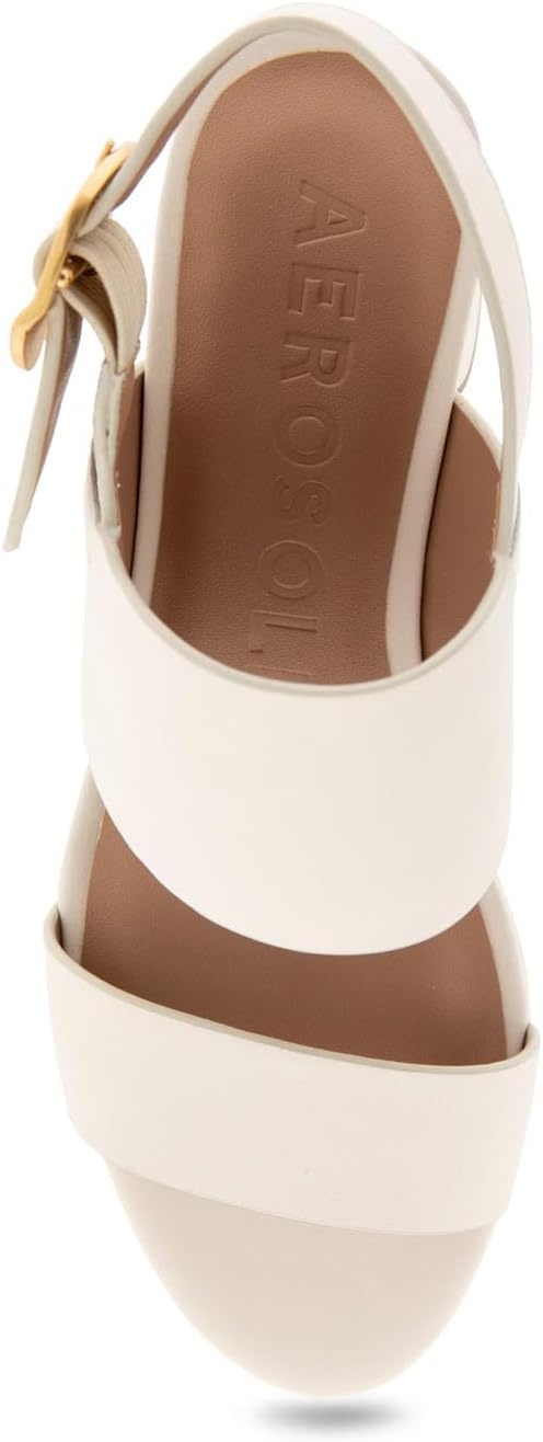Aerosoles Women’s Camera Platform Sandal(Eggshell Leather)