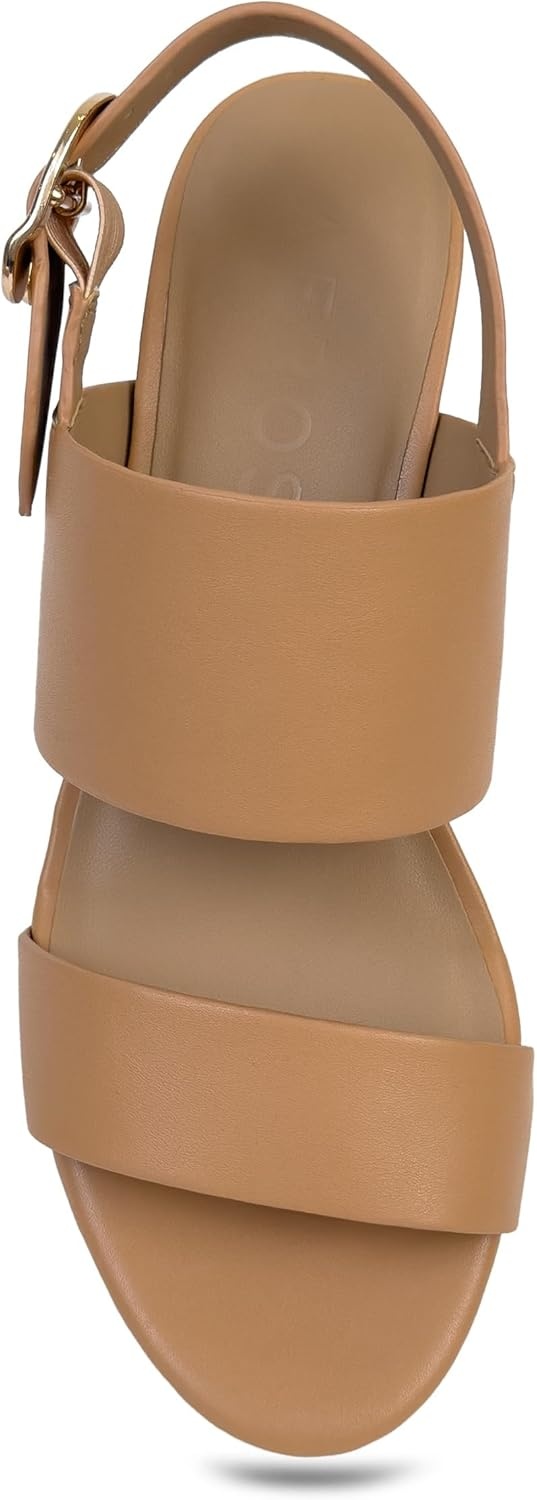 Aerosoles Women’s Camera Platform Sandal(Natural Faux Calf)
