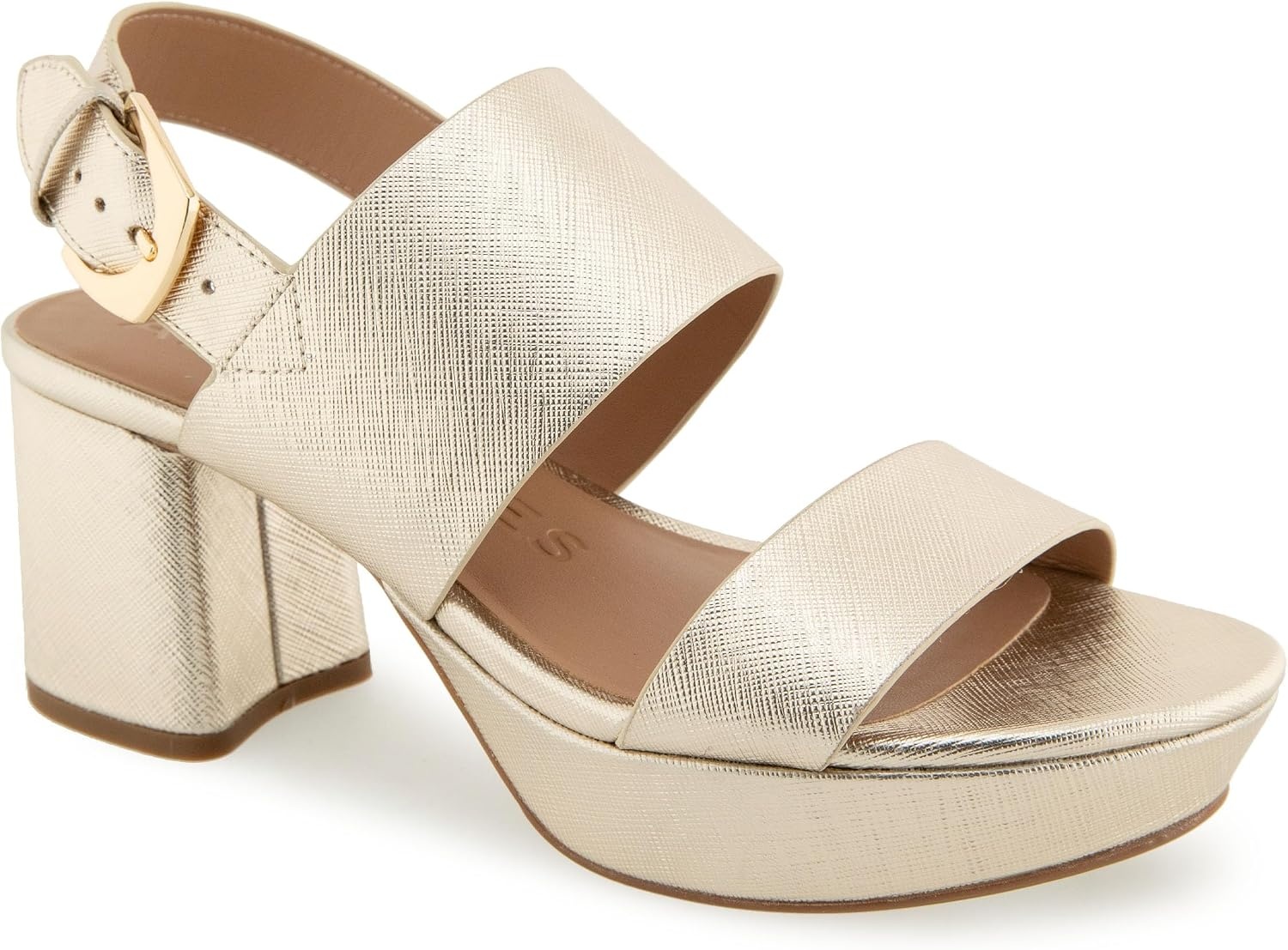 Aerosoles Women’s Camilia Platform Sandal(Gold Metallic Textured Faux Leather)