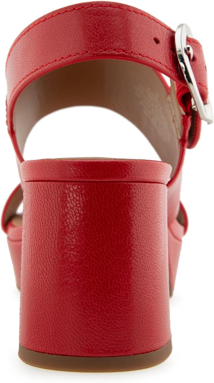 Aerosoles Women’s Camera Platform Sandal(Racing Red Leather)