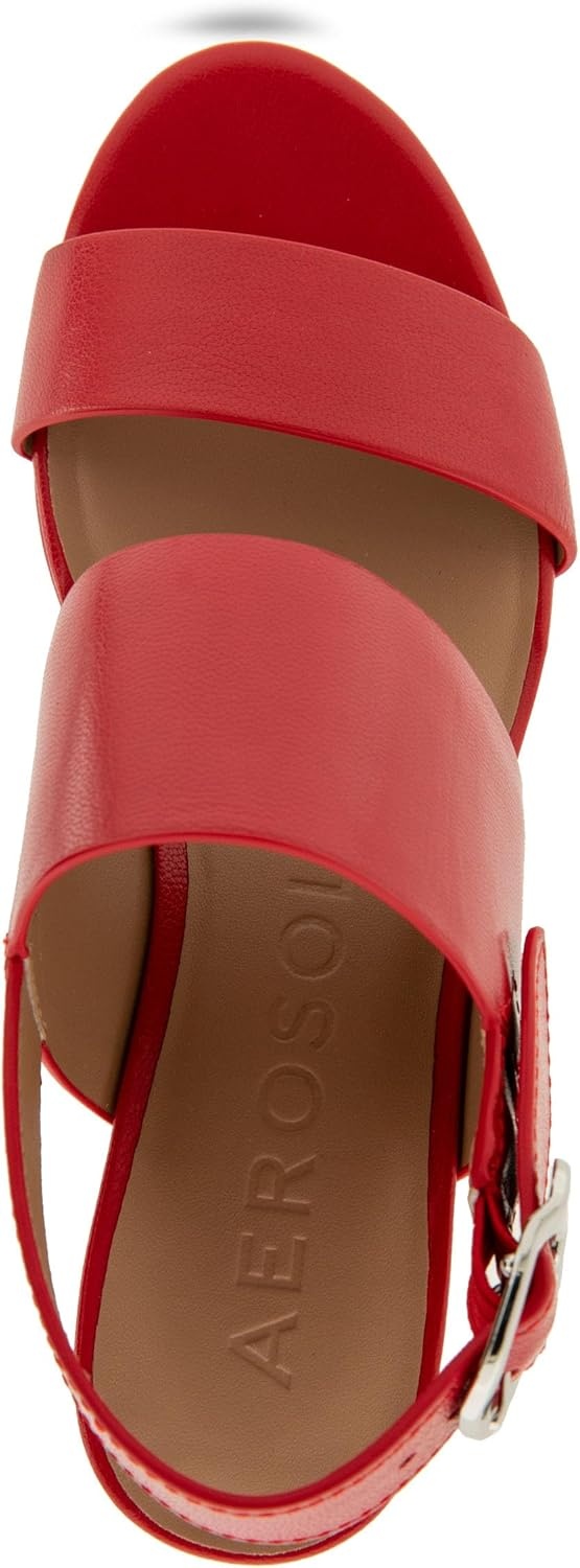 Aerosoles Women’s Camera Platform Sandal(Racing Red Leather)