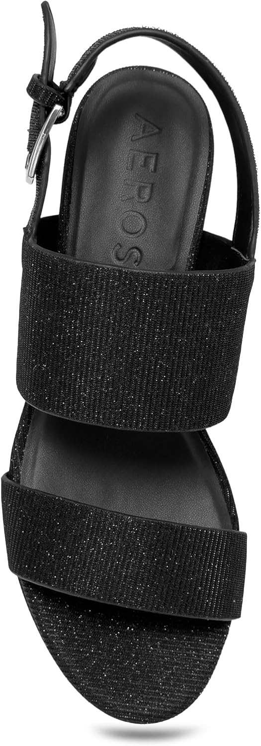 Aerosoles Women’s Camilia Platform Sandal(Black Stretch Lame)