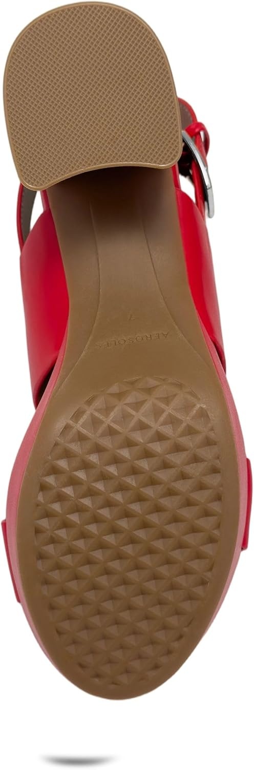 Aerosoles Women’s Camilia Platform Sandal(Red Faux Soft Leather)