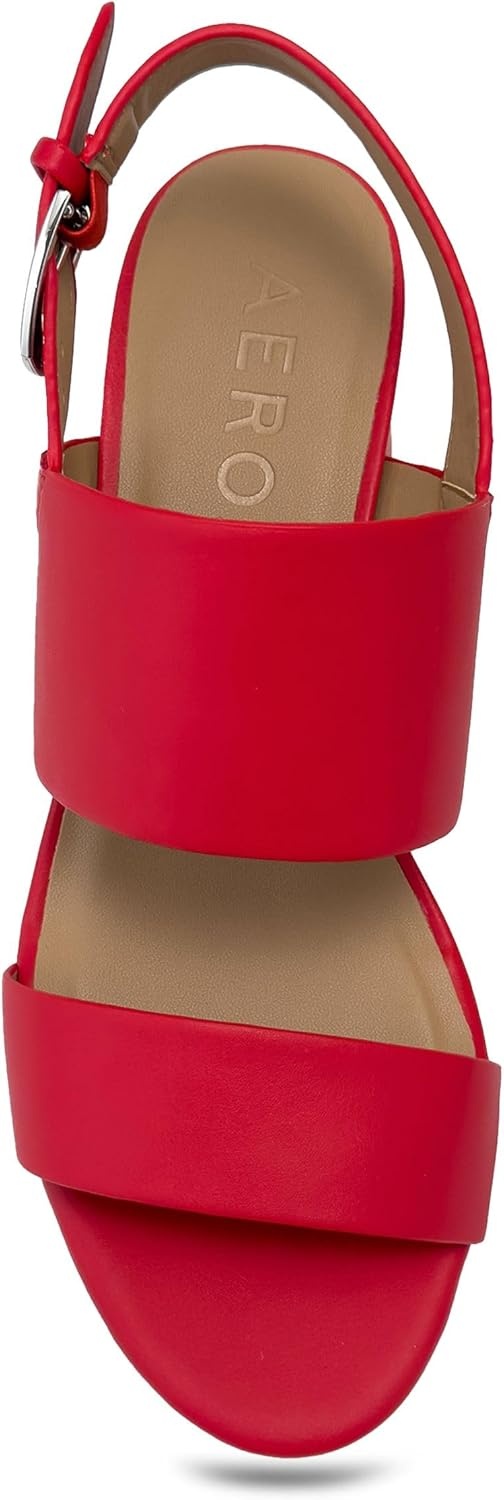 Aerosoles Women’s Camilia Platform Sandal(Red Faux Soft Leather)