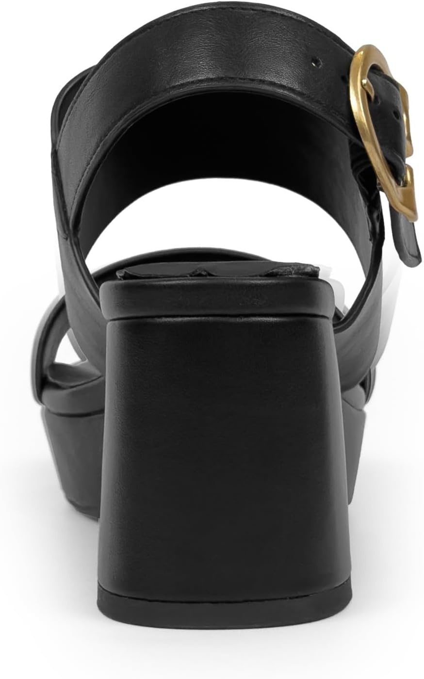 Aerosoles Women’s Camera Platform Sandal(Black Faux Calf)