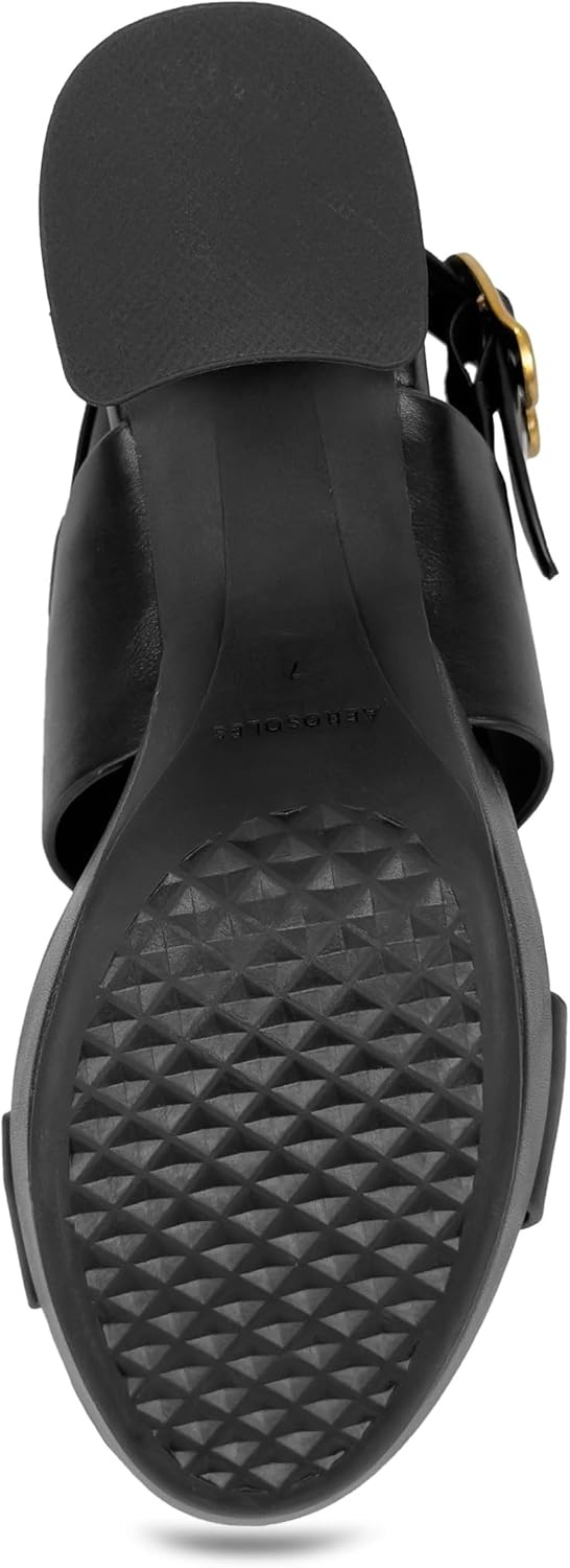 Aerosoles Women’s Camera Platform Sandal(Black Faux Calf)