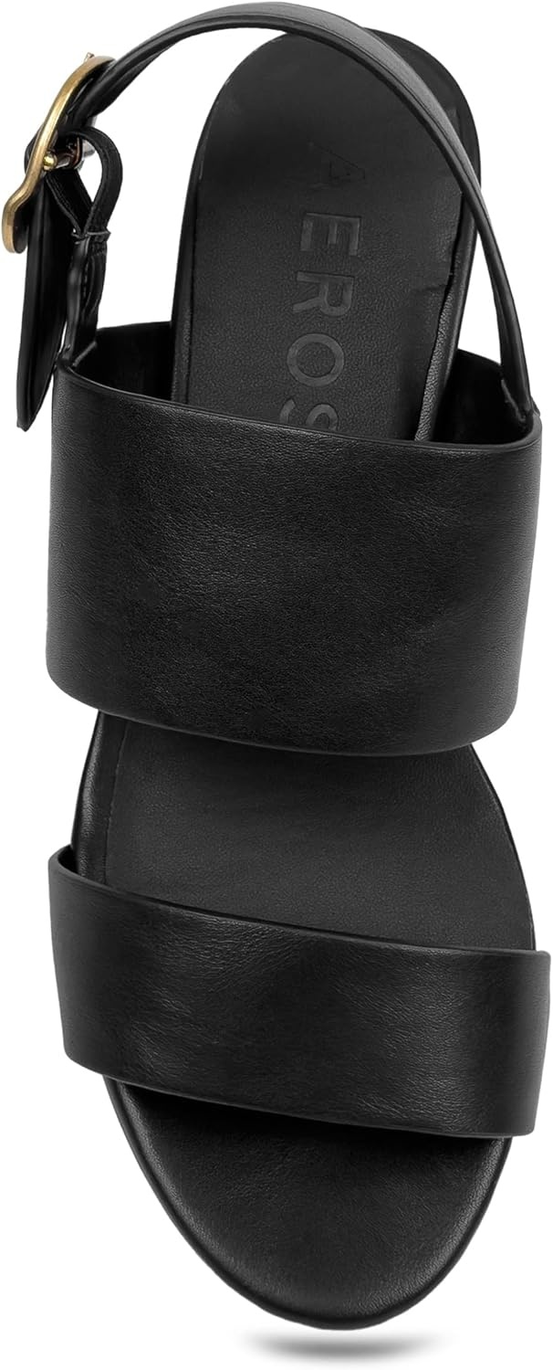 Aerosoles Women’s Camera Platform Sandal(Black Faux Calf)