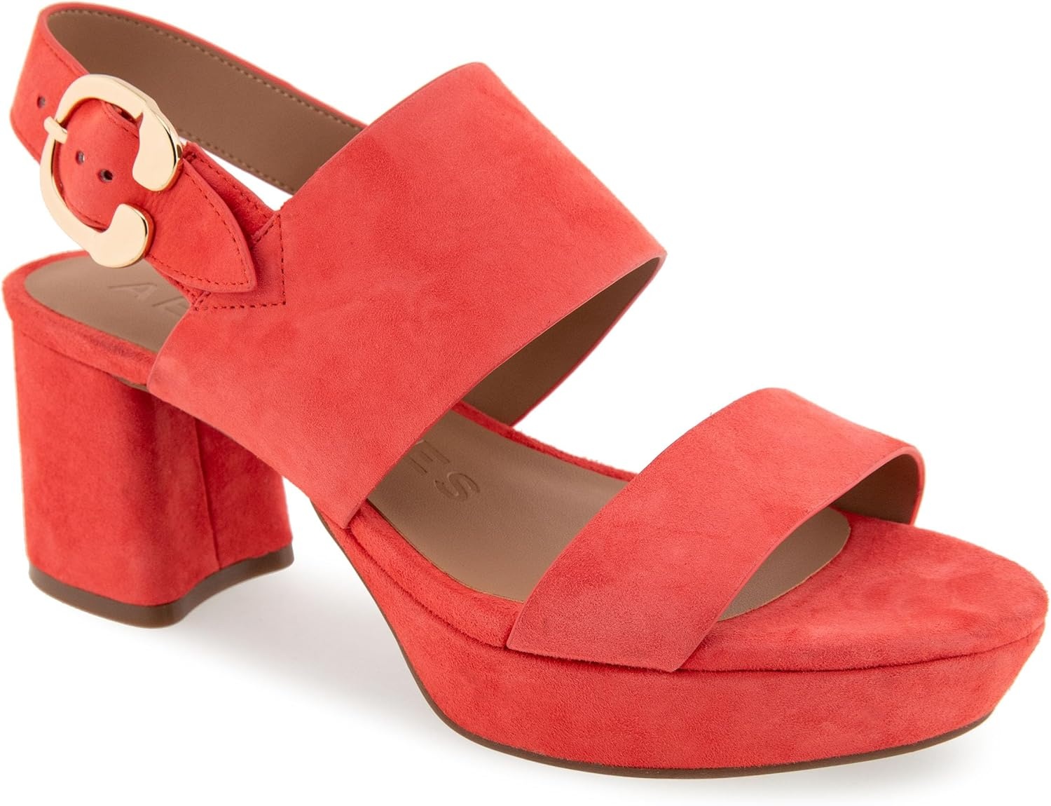 Aerosoles Women’s Camera Platform Sandal(Coral Suede)