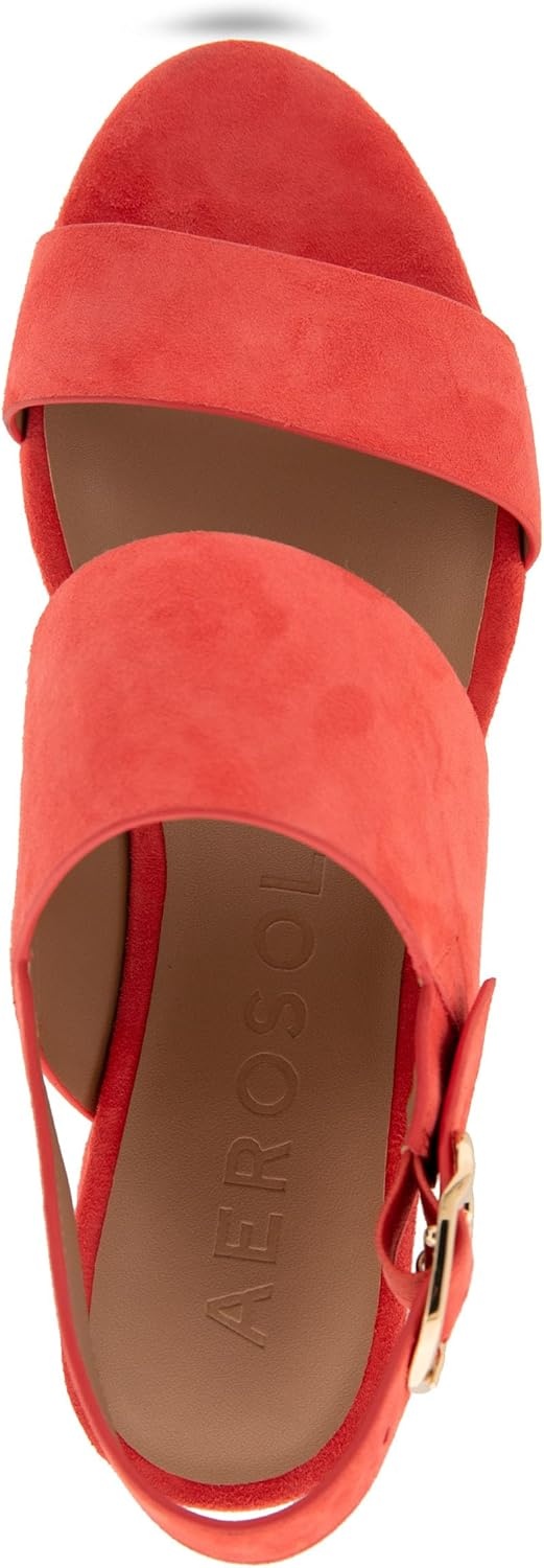 Aerosoles Women’s Camera Platform Sandal(Coral Suede)