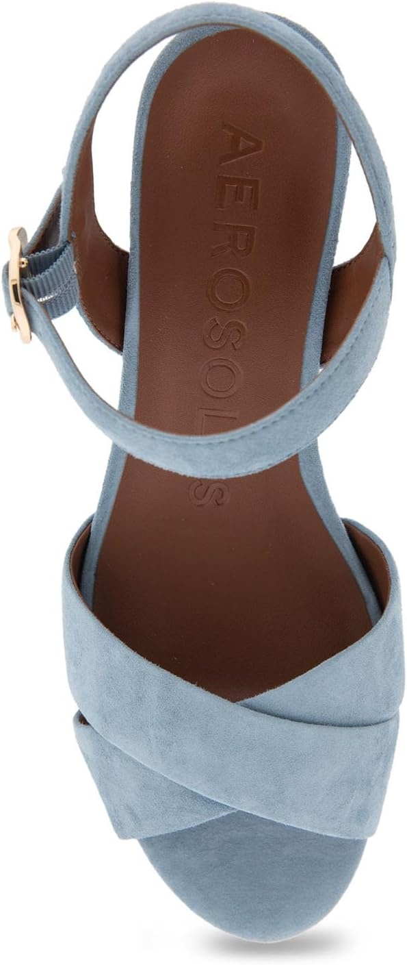 Aerosoles Women’s Cosmos Heeled Sandals(Dusty Blue Suede)