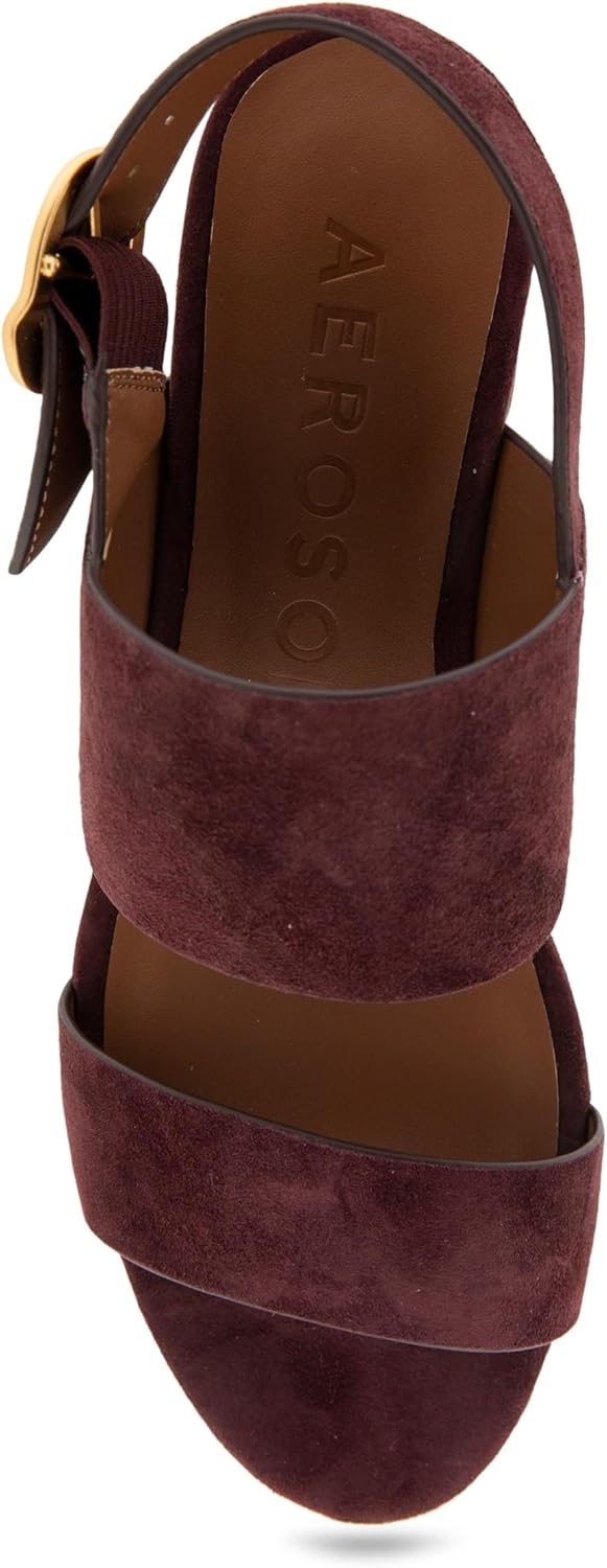 Aerosoles Women’s Camera Platform Sandal(Deep Aubergine Suede)