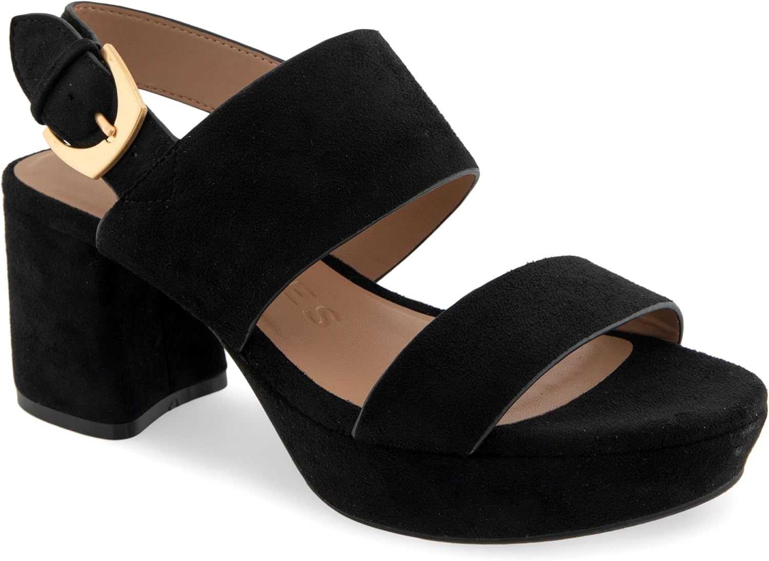 Aerosoles Women’s Camilia Platform Sandal(Black Faux Suede)