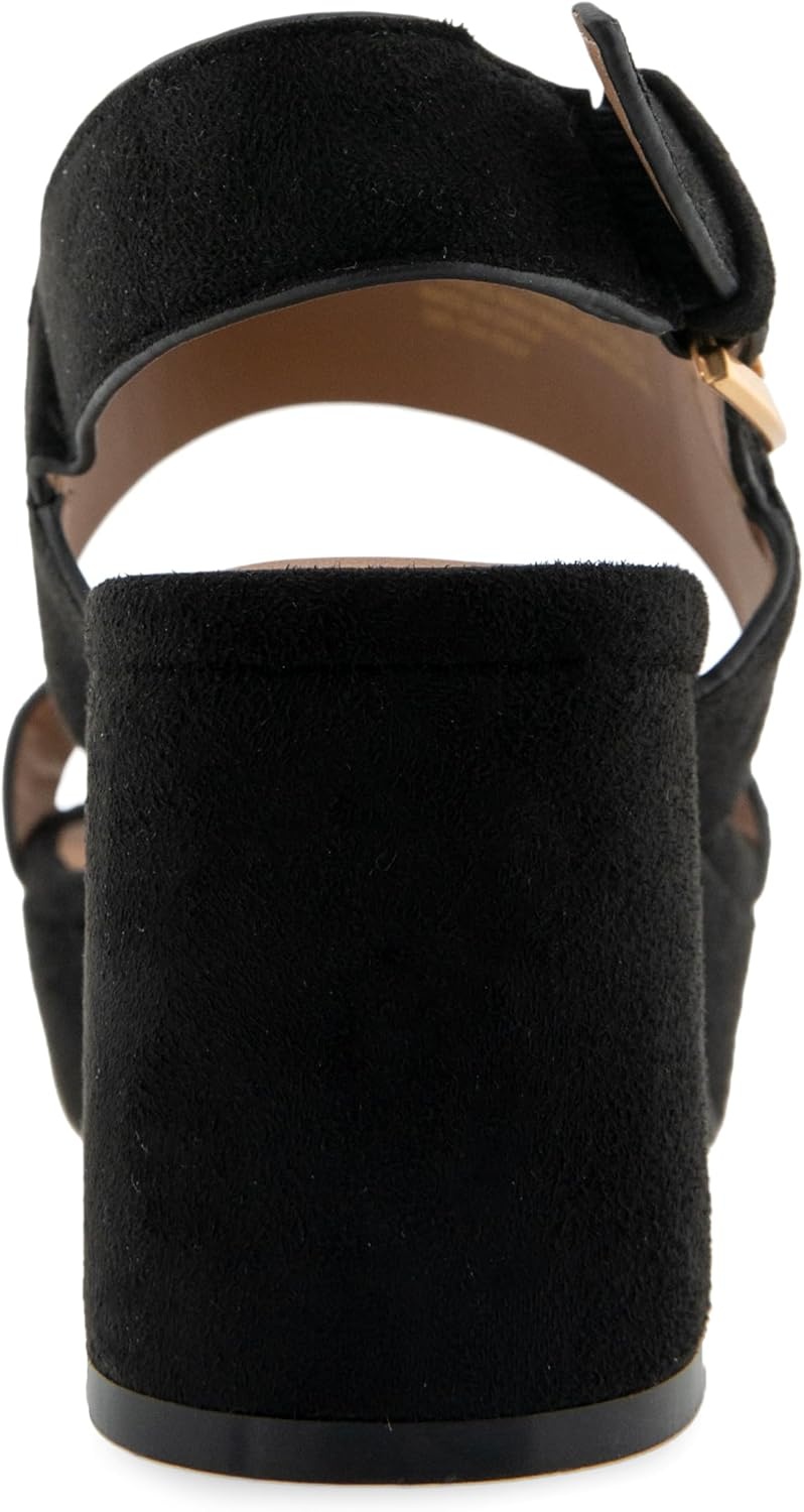 Aerosoles Women’s Camilia Platform Sandal(Black Faux Suede)