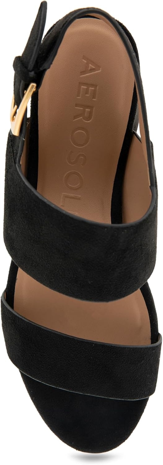 Aerosoles Women’s Camilia Platform Sandal(Black Faux Suede)