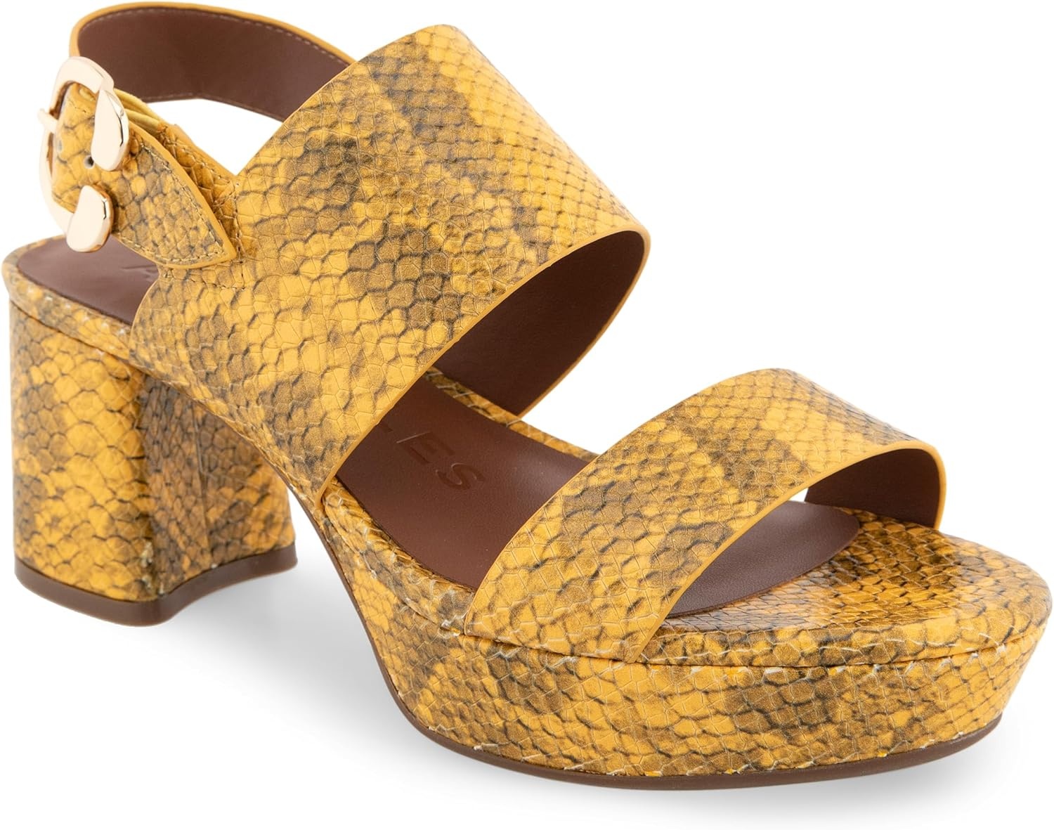 Aerosoles Women’s Camera Platform Sandal(Marygold Snake Print Leather)