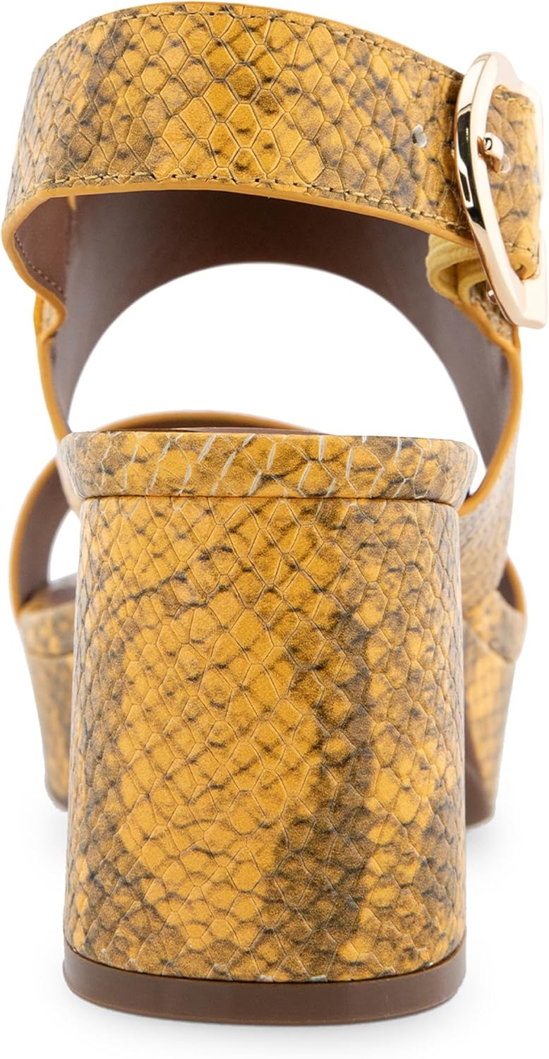 Aerosoles Women’s Camera Platform Sandal(Marygold Snake Print Leather)