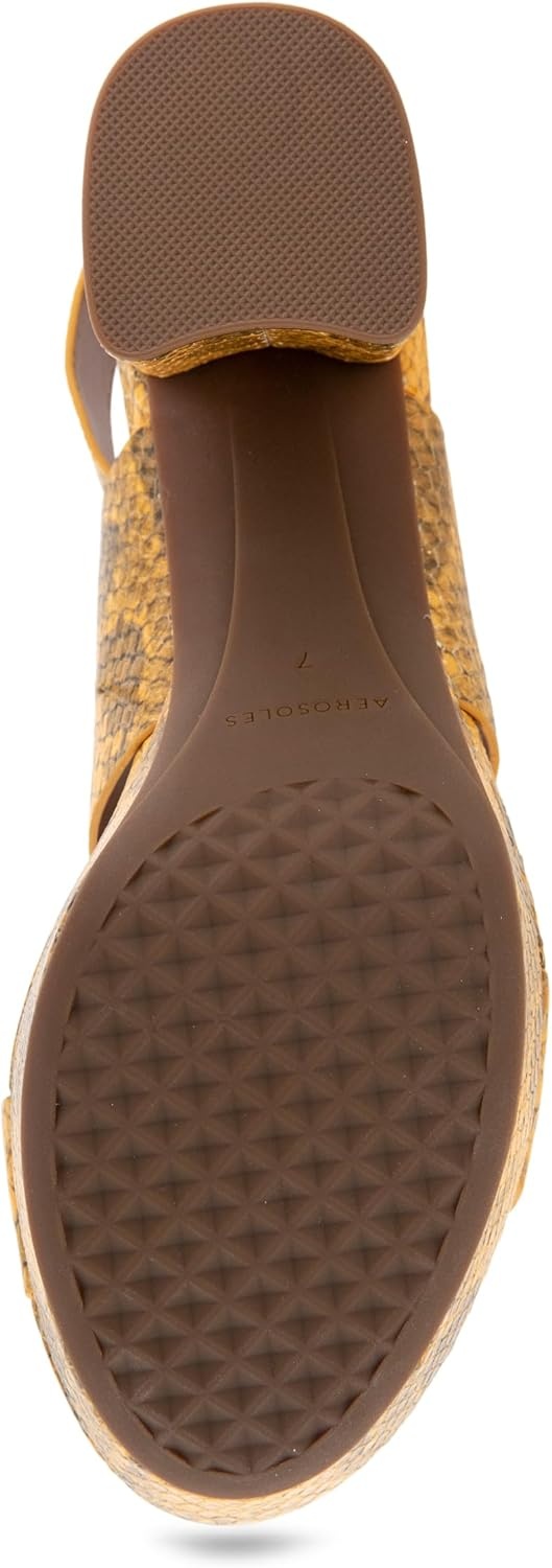 Aerosoles Women’s Camera Platform Sandal(Marygold Snake Print Leather)