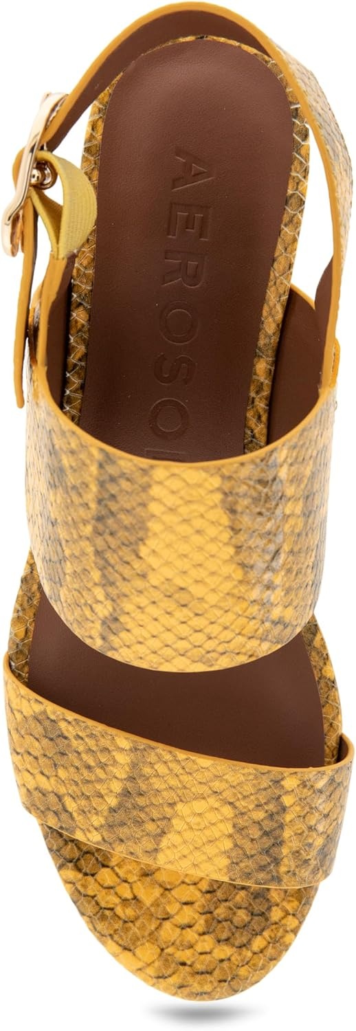 Aerosoles Women’s Camera Platform Sandal(Marygold Snake Print Leather)