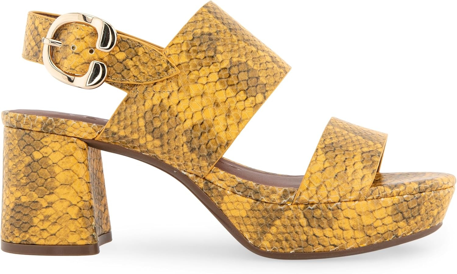 Aerosoles Women’s Camera Platform Sandal(Marygold Snake Print Leather)