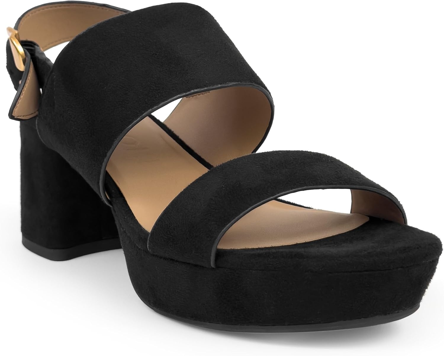 Aerosoles Women’s Camera Platform Sandal(Black Faux Suede)