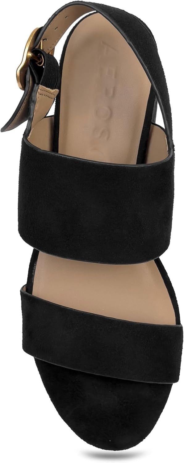 Aerosoles Women’s Camera Platform Sandal(Black Faux Suede)