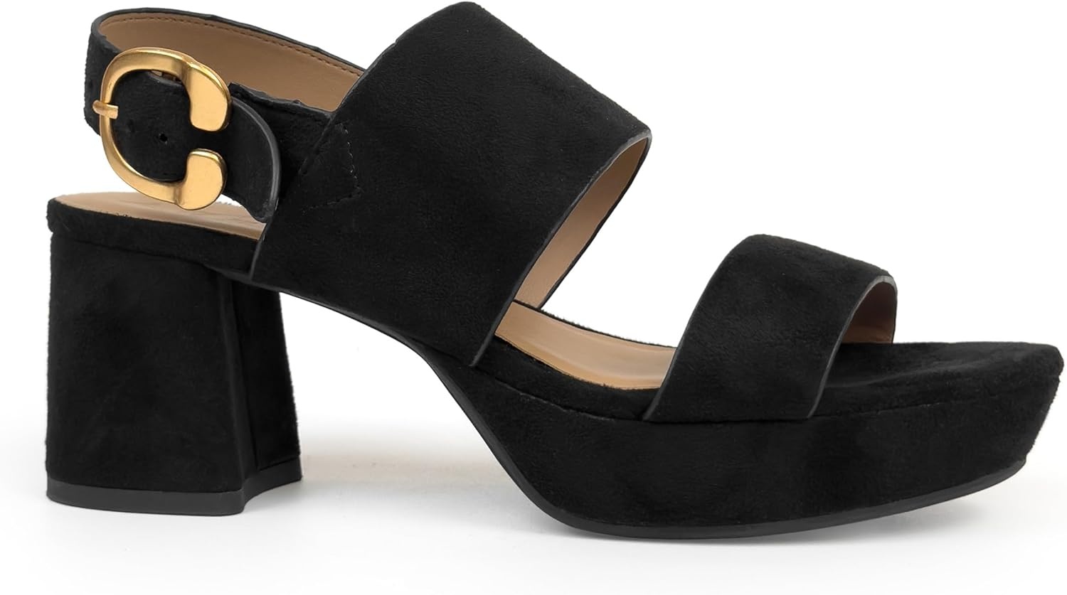 Aerosoles Women’s Camera Platform Sandal(Black Faux Suede)