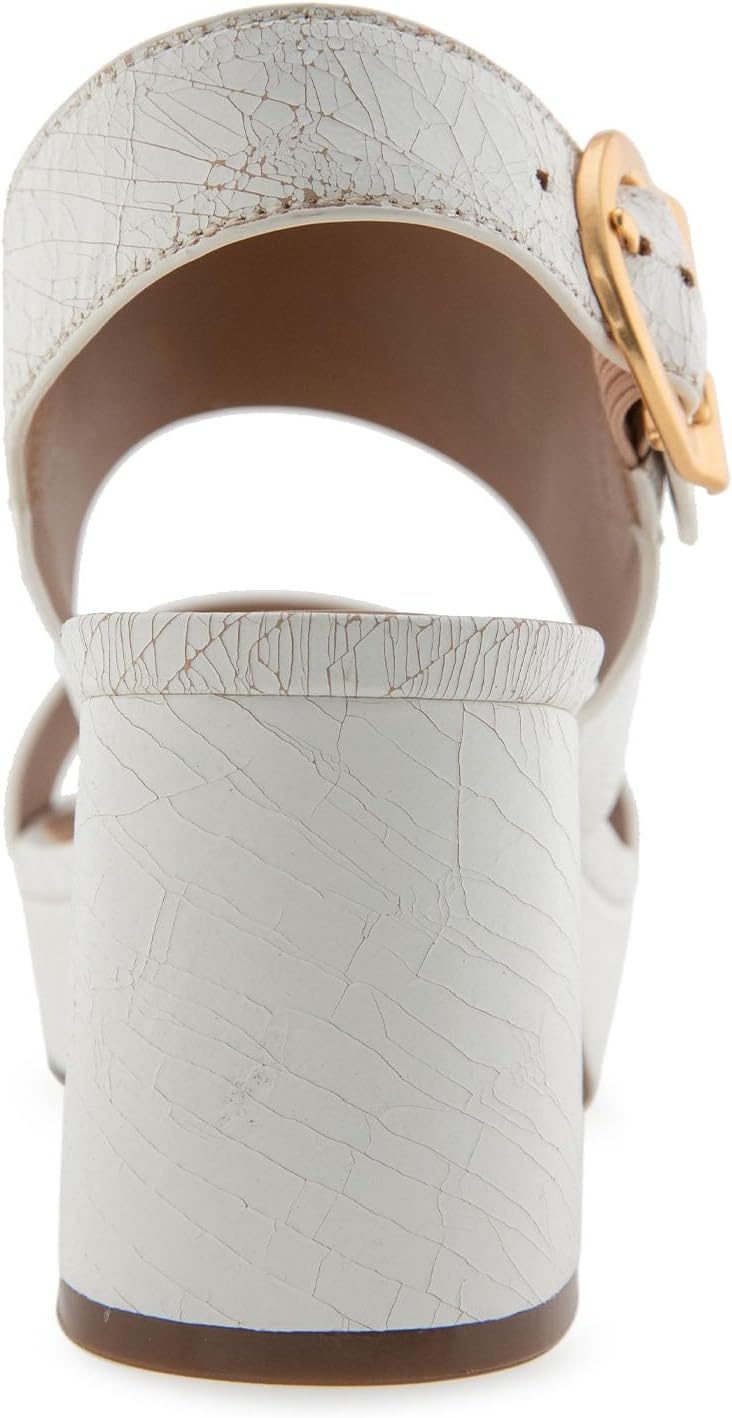 Aerosoles Women’s Camera Platform Sandal(White Crackled Leather)
