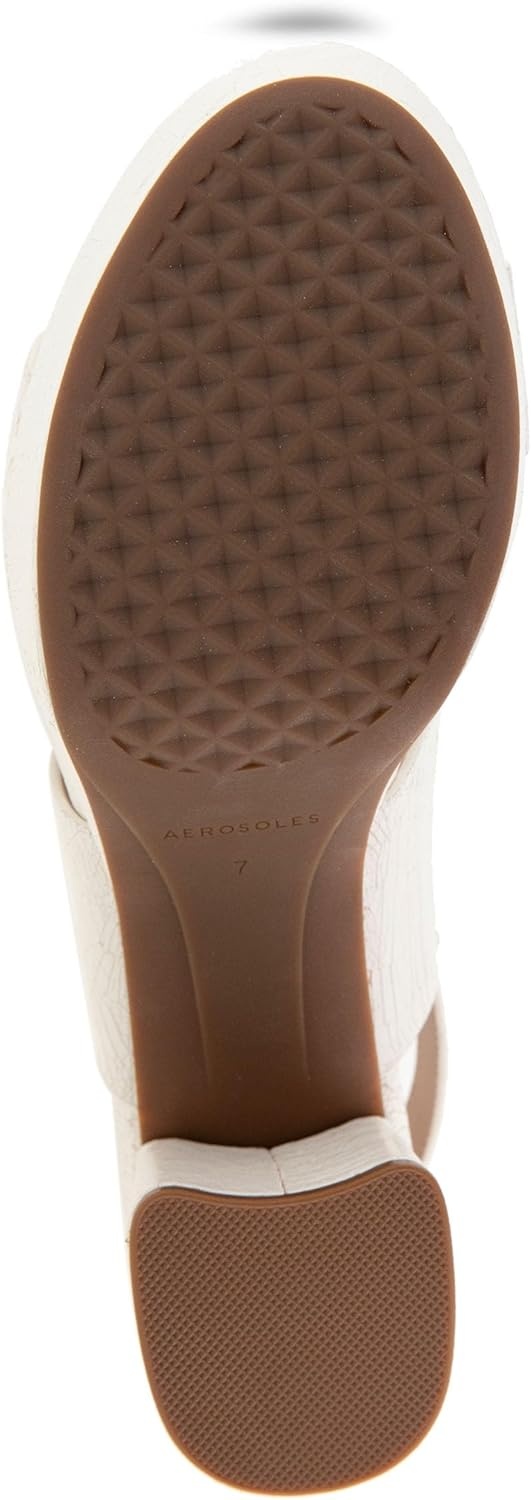 Aerosoles Women’s Camera Platform Sandal(White Crackled Leather)
