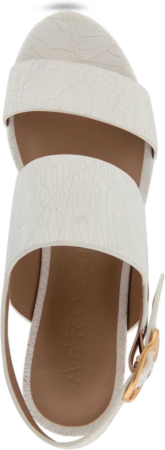 Aerosoles Women’s Camera Platform Sandal(White Crackled Leather)