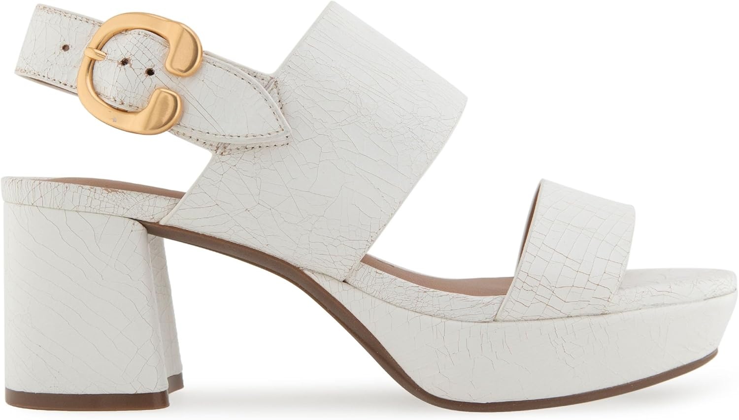 Aerosoles Women’s Camera Platform Sandal(White Crackled Leather)