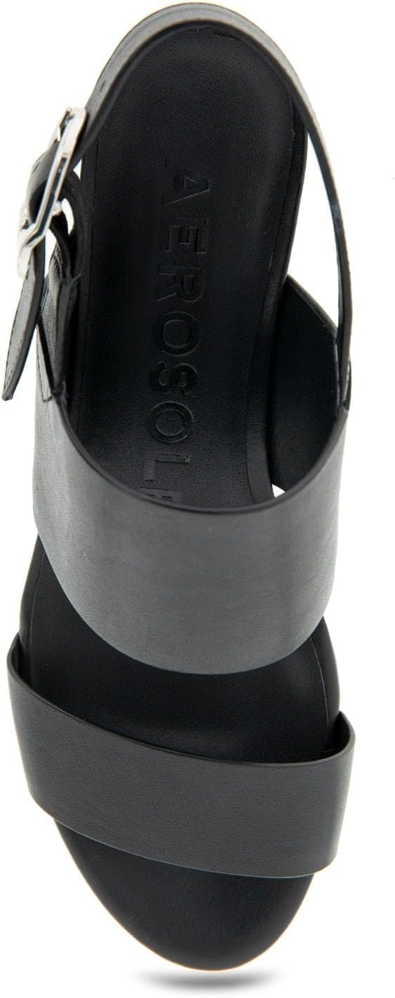 Aerosoles Women’s Camera Platform Sandal(Black Leather)