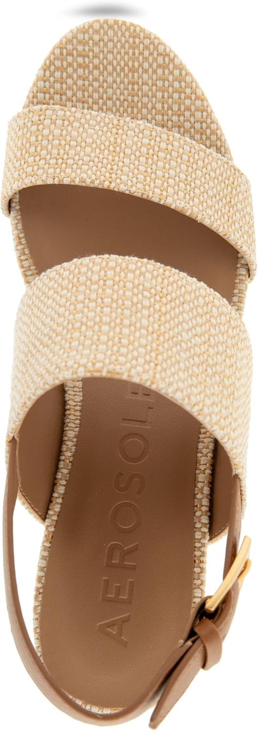 Aerosoles Women’s Camilia Platform Sandal(Natural Raffia/Tan)