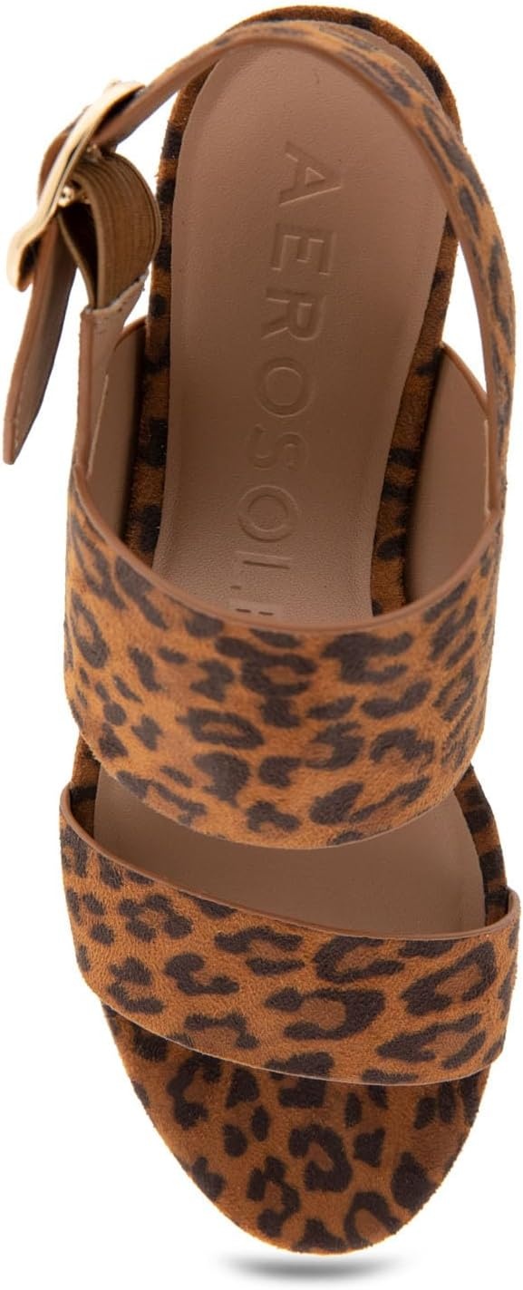 Aerosoles Women’s Camera Platform Sandal(Leopard Fab Suede)