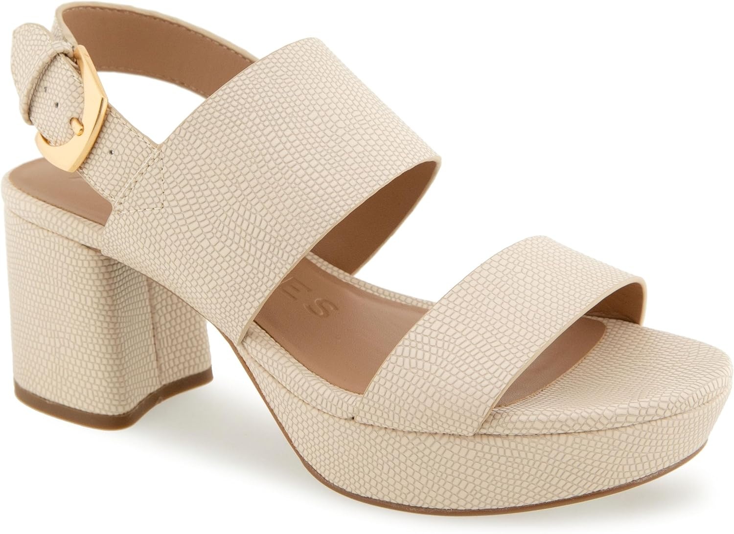 Aerosoles Women’s Camilia Platform Sandal(Light Stone Lizard Embossed Faux Leather)