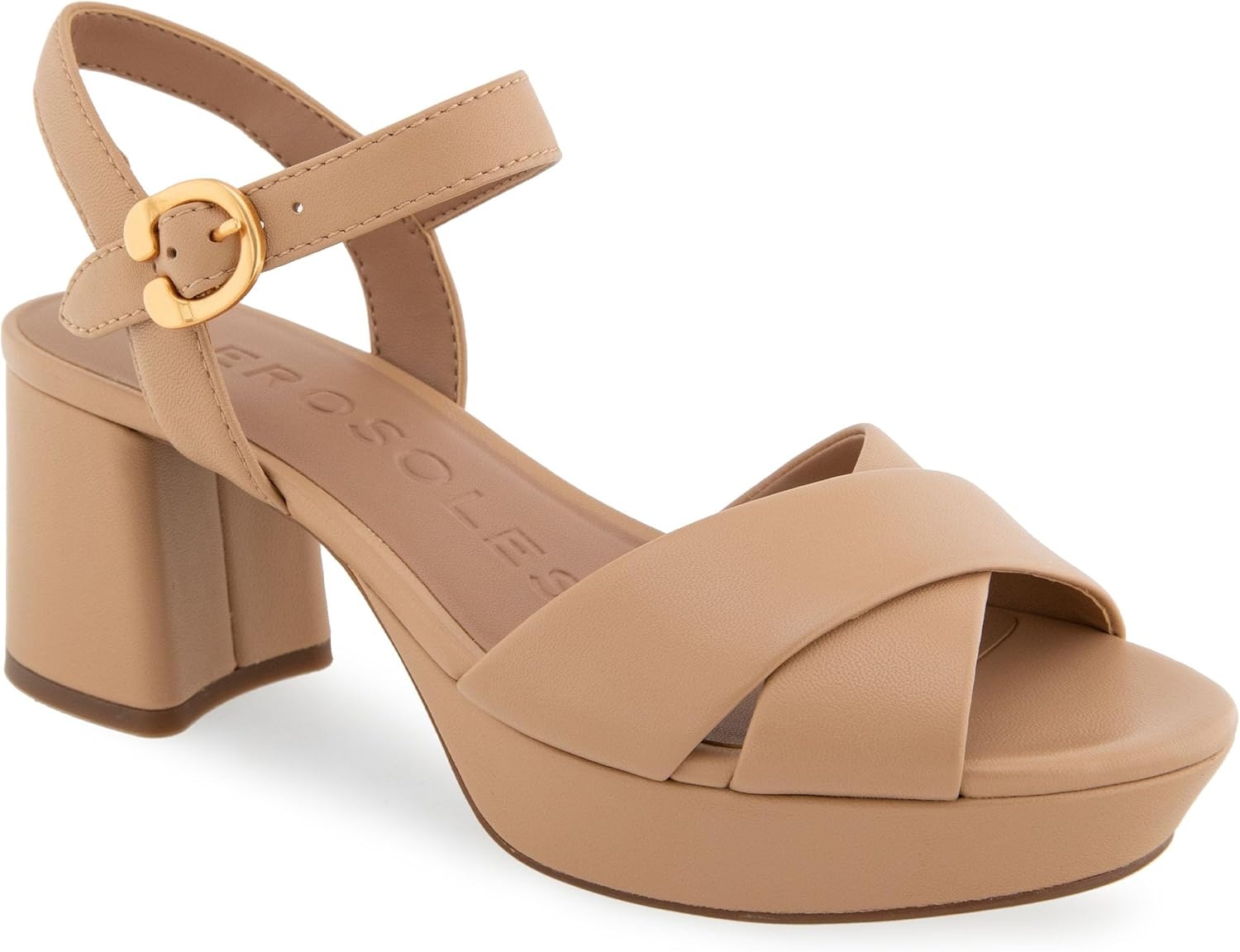 Aerosoles Women’s Cosmos Heeled Sandals(Beige Beige Leather)