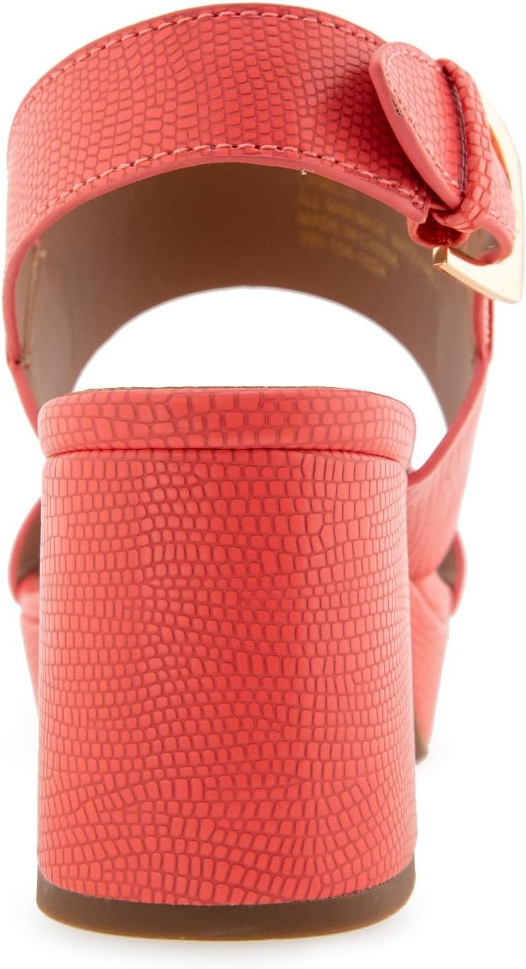 Aerosoles Women’s Camilia Platform Sandal(Coral Lizard Embossed Faux Leather)