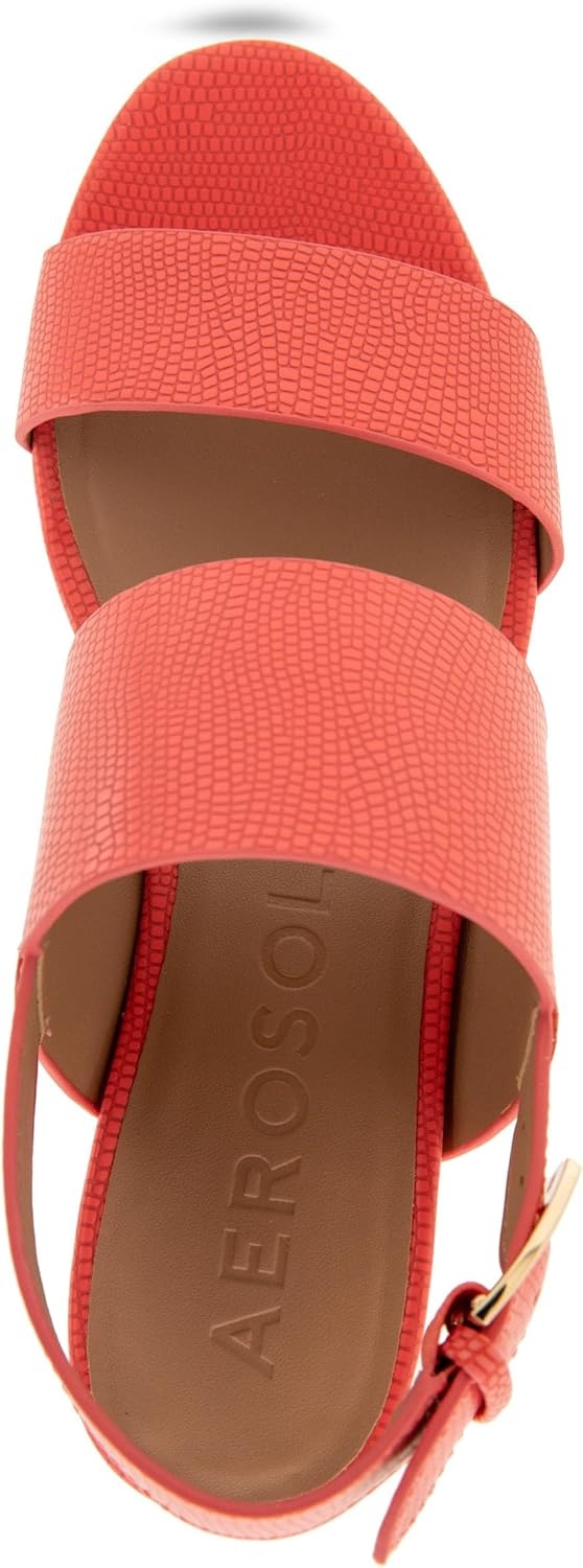 Aerosoles Women’s Camilia Platform Sandal(Coral Lizard Embossed Faux Leather)