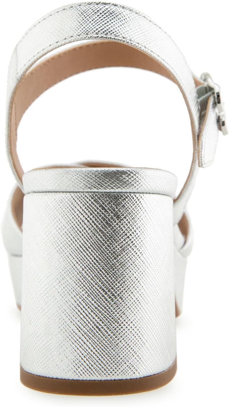 Aerosoles Women’s Cosmos Heeled Sandals(Silver Metallic Textured Faux Leather)