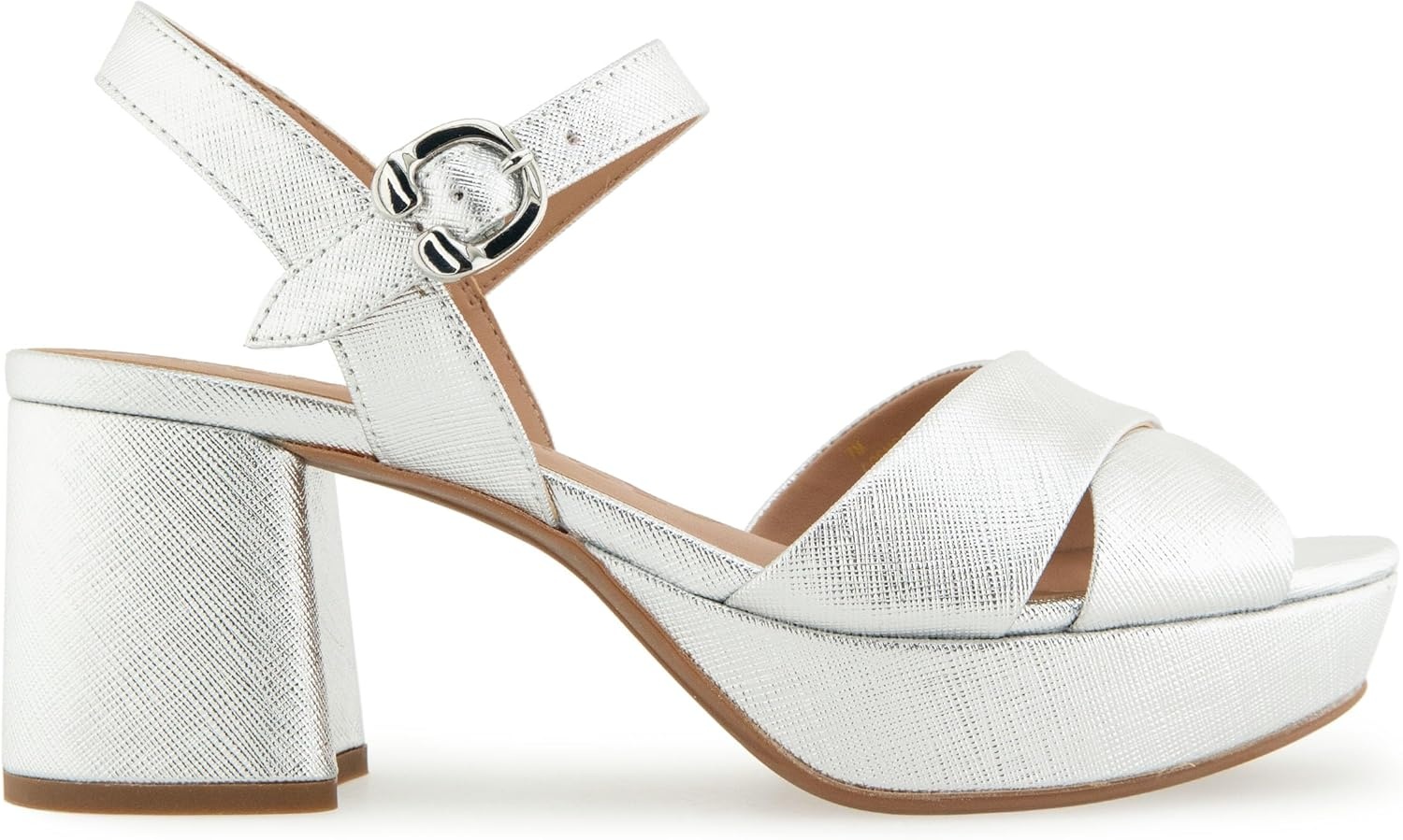 Aerosoles Women’s Cosmos Heeled Sandals(Silver Metallic Textured Faux Leather)