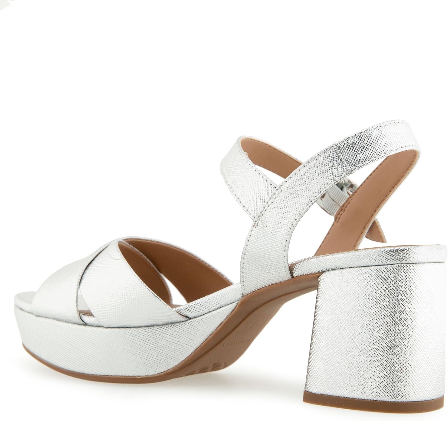 Aerosoles Women’s Cosmos Heeled Sandals(Silver Metallic Textured Faux Leather)